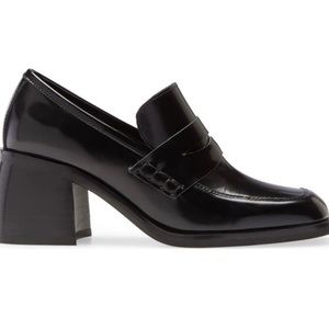 Jeffrey Campbell Loafer Pumps Black Leather Size 7.5 US